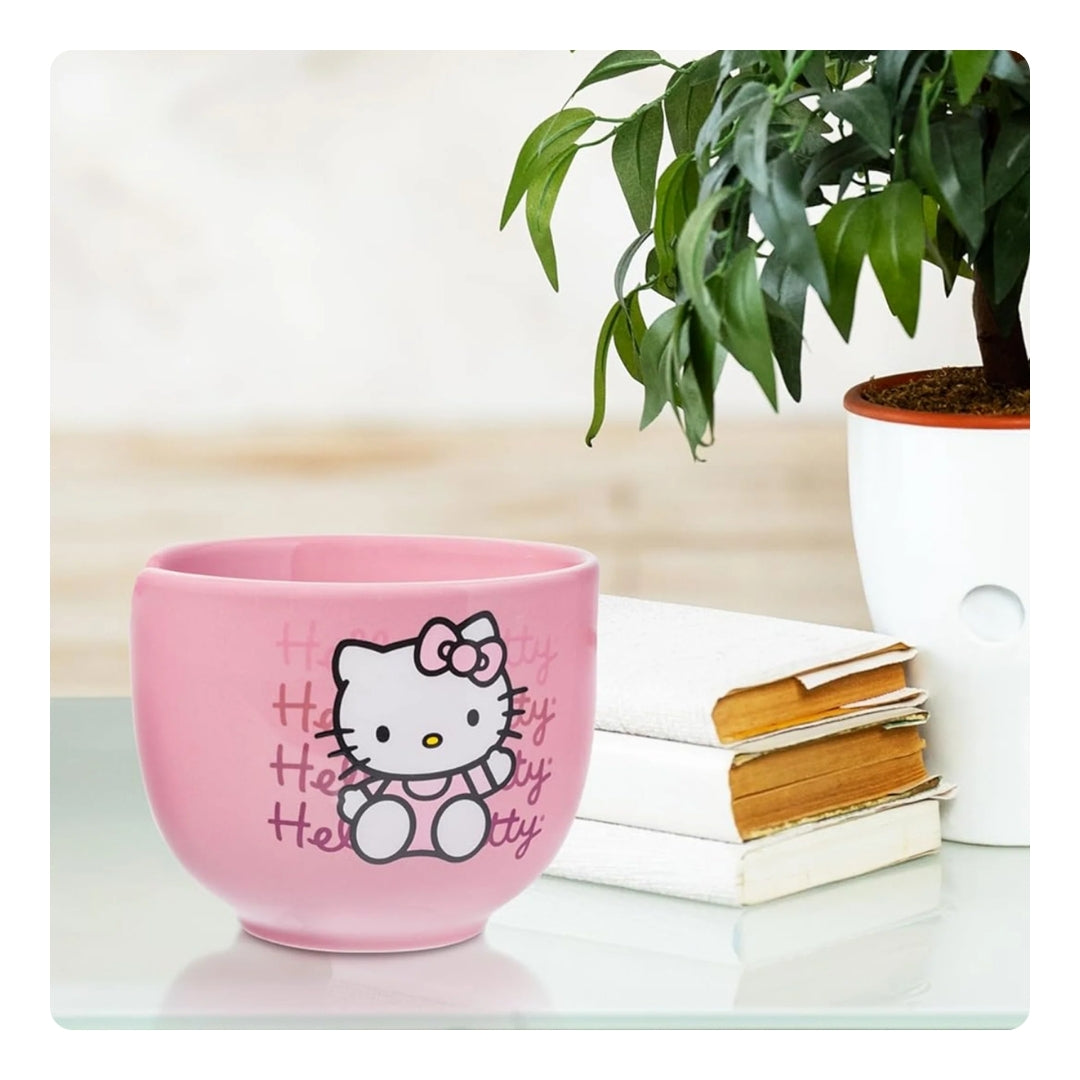 Hello Kitty Ceramic Bowl With Chopsticks - Rosado