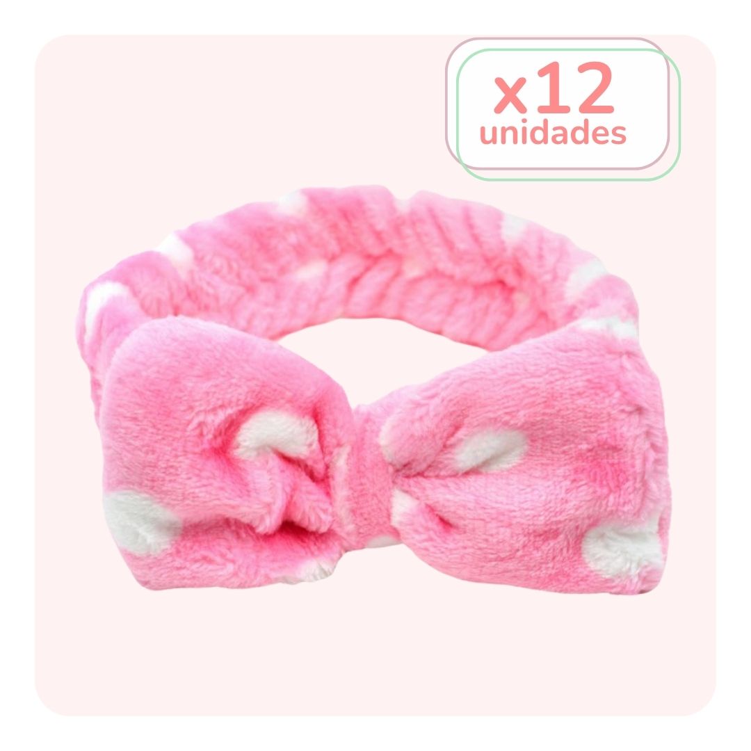 Pack 12 Cintillos Make Up Bow Lunar Rosa