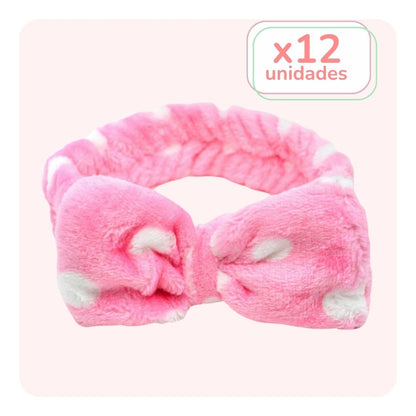 Pack 12 Cintillos Make Up Bow Lunar Rosa