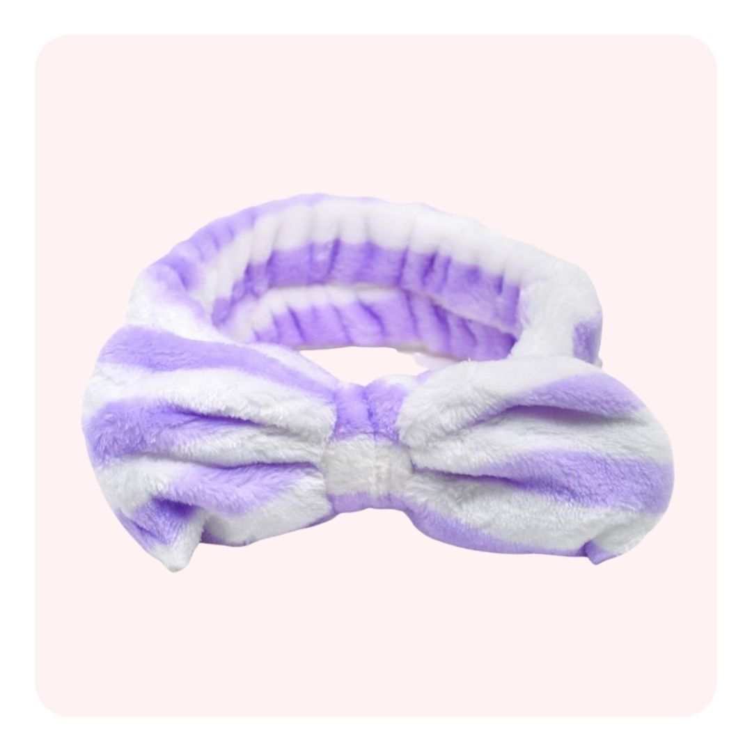 Cintillo Make Up Bow Rayas Lila y Blanco