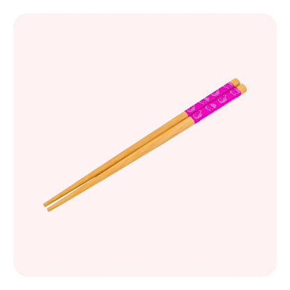 Hello Kitty Ceramic Bowl With Chopsticks - Rosado