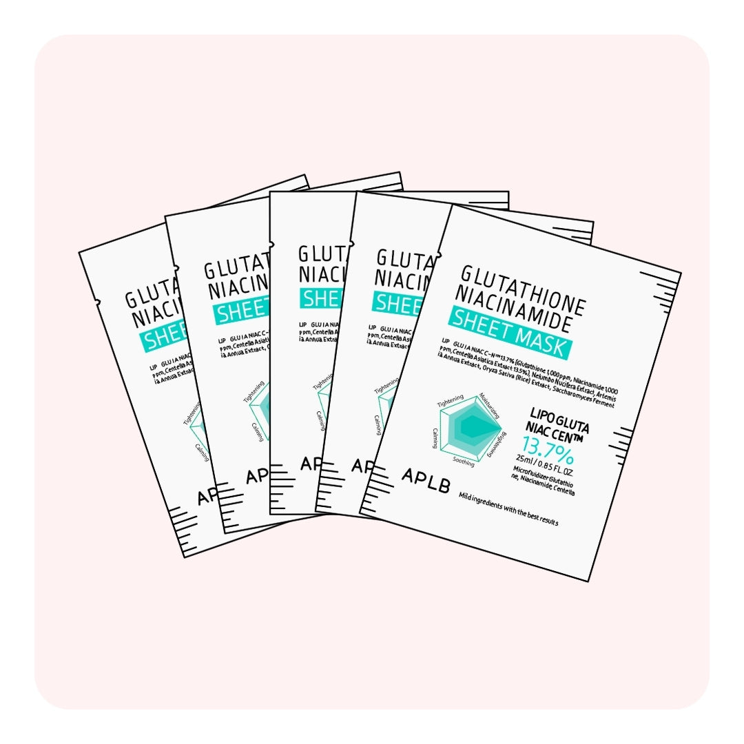 Pack 5 Mascarillas Glutathione Niacinamide Sheet Mask